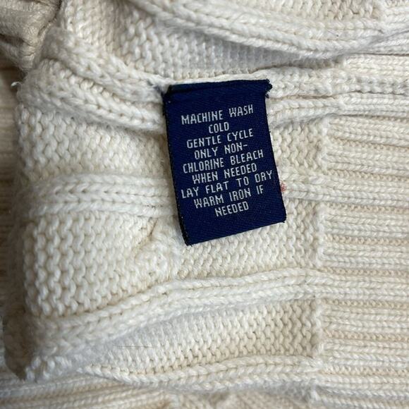 Chaps Ivory V-Neck Cotton Cable Knit Sweater Size M - Picture 4 of 4